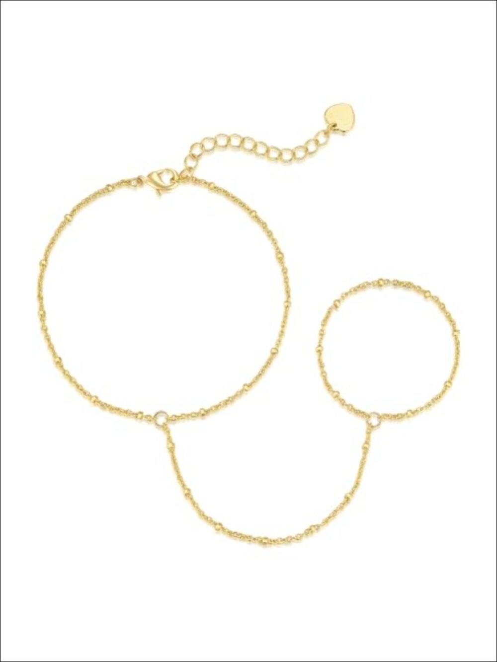 14K Gold Plated O-Chain Bracelet with Beads Hand Chain Ring Bracelet Lobster